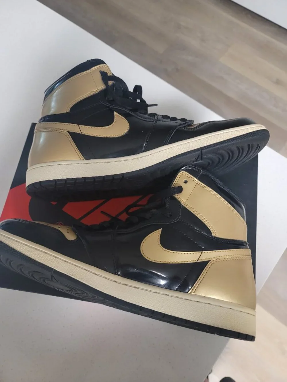 Nike Air Jordan 1 Retro High OG NRG Gold Toe Black Gold White 861428-007 2018